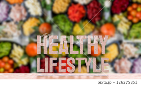 The Healthy lifestyle on wood table image 3d Rendering. 126275853