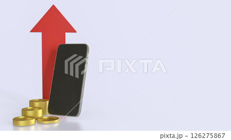 The Smart phone and coins for Business or technology concept 3d Rendering. 126275867