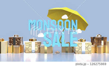 The Yellow umbrella for monsoon sale concept 3d Rendering. 126275869
