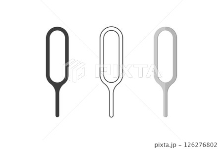 Sim ejector icon. Needle for opening SIM card slot of mobile phone. Set of Vector illustrations in Flat style 126276802