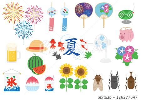かわいい夏のイラスト素材セット 126277647