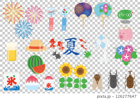 かわいい夏のイラスト素材セット 126277647