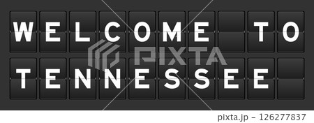 Black color analog flip board with word welcome to tennessee on gray background Black color analog flip board with word welcome to tennessee on gray background 126277837