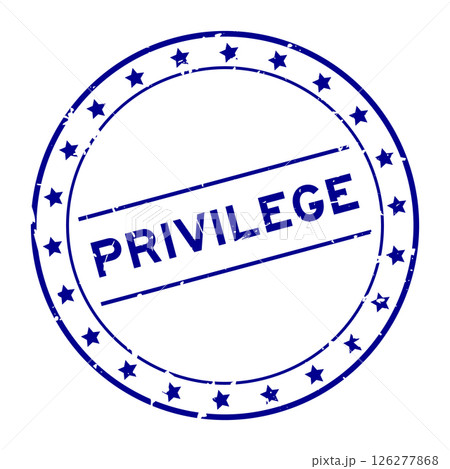Grunge blue privlege word round rubber seal stamp on white background 126277868