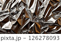 close up crumpled aluminum foil texture background, abstract pattern of tinfoil, copy space 126278093