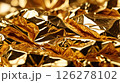 close up crumpled gold aluminum foil texture background, abstract pattern of tinfoil, copy space 126278102