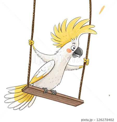Cute bird, children's book style White Background Cute bird, children's book style White Background 126278402
