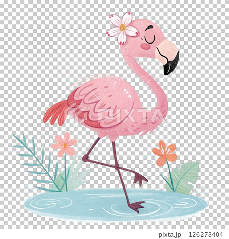 Cute bird, children's book style White Background 126278404