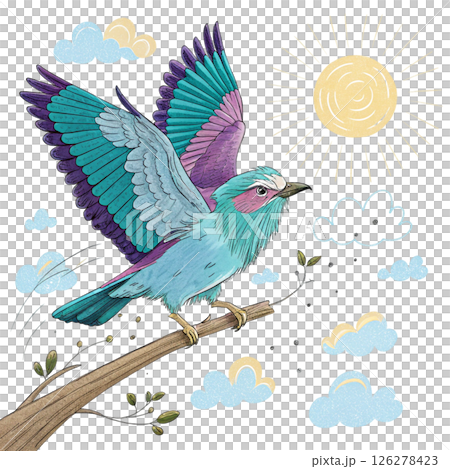 Cute bird, children's book style White Background Cute bird, children's book style White Background 126278423