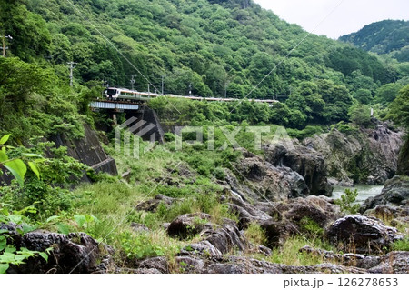 高山線を走る特急ひだ（HC85系）が歐穴郡を走る 126278653