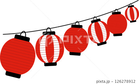 お祭り提灯・ちょうちんのアイコンイラスト1本吊り 126278912