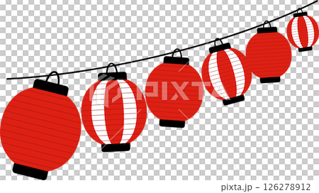 お祭り提灯・ちょうちんのアイコンイラスト1本吊り 126278912