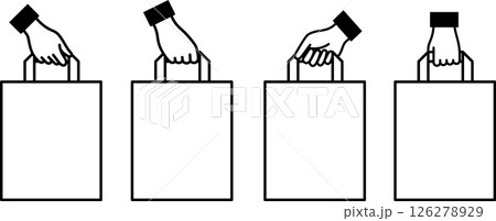 手提袋・紙袋を持つ手のイラスト 126278929