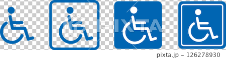 障害者・車椅子アイコンマークピクト青色 126278930