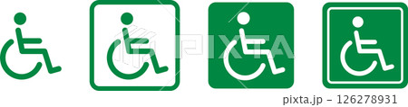 障害者・車椅子アイコンマークピクト緑色 障害者・車椅子アイコンマークピクト緑色 126278931