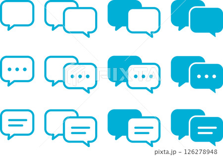チャット・トーク・ふきだしのアイコン 四角青 126278948