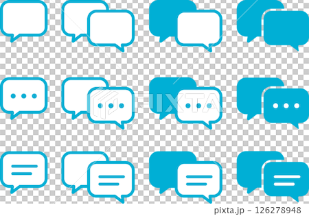 チャット・トーク・ふきだしのアイコン 四角青 126278948