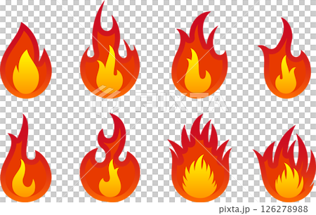 火和火焰圖示紅色 126278988