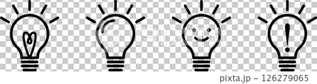 電球のひらめきアイコンイラスト白黒 126279065