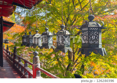 談山神社 吊り灯籠と美しい紅葉 談山神社 吊り灯籠と美しい紅葉 126280396