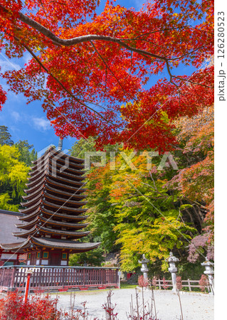 談山神社 紅葉に包まれた十三重塔 談山神社 紅葉に包まれた十三重塔 126280523