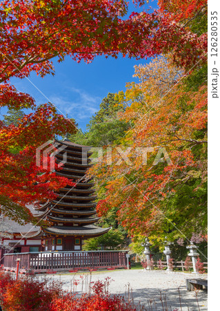 談山神社 紅葉に包まれた十三重塔 談山神社 紅葉に包まれた十三重塔 126280535