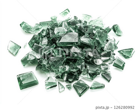 Pile of broken glass pieces on a white backgroundのイラスト素材 [126280992 ...