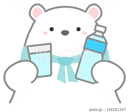 熱中症対策で水分補給をするシロクマ 126281187