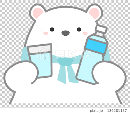 熱中症対策で水分補給をするシロクマ 126281187