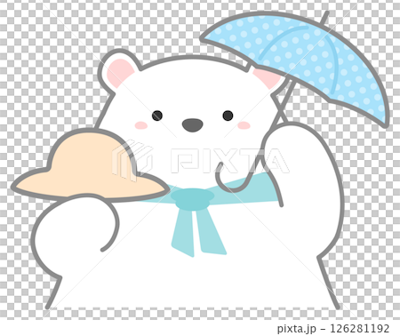 UV protection and heat stroke prevention Parasol, hat and polar bear 02 UV protection and heat stroke prevention Parasol, hat and polar bear 02 126281192