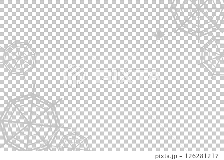 グレーの蜘蛛の巣の中に垂れるクモ 126281217