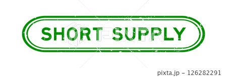 Grunge green short supply word rubber seal stamp on white background 126282291