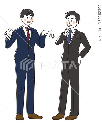 スーツ姿の男性二人が会話するビジネスイラスト スーツ姿の男性二人が会話するビジネスイラスト 126282366