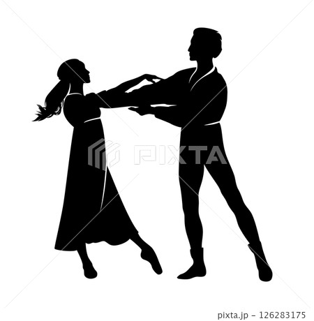 ballet dancers pair black and white vector silhouette ballet dancers pair black and white vector silhouette 126283175