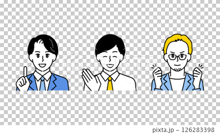 モチベーションに溢れる3人の男性のイラストセットA 126283398