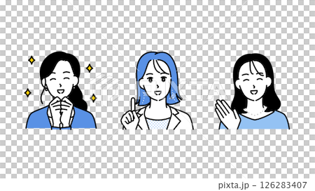 Illustration set B of three motivated and smiling business women Illustration set B of three motivated and smiling business women 126283407