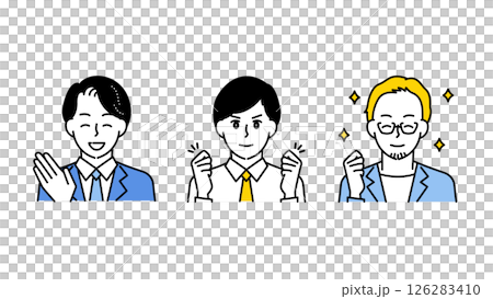 插圖組 B 中有三個積極向上、微笑的商人 126283410