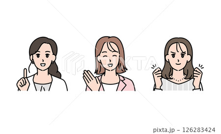 モチベーションに溢れる3人の女性のイラストセットA2 126283424