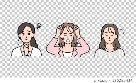 三位商界女性表達憂慮、困惑和焦慮的插圖 A2 126283434