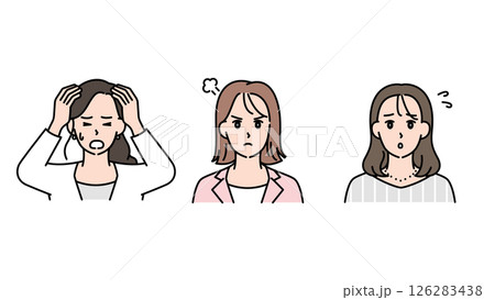 ビジネスシーンの困った感情とポーズ(女性)C2 ビジネスシーンの困った感情とポーズ(女性)C2 126283438