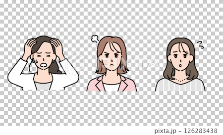 ビジネスシーンの困った感情とポーズ(女性)C2 ビジネスシーンの困った感情とポーズ(女性)C2 126283438