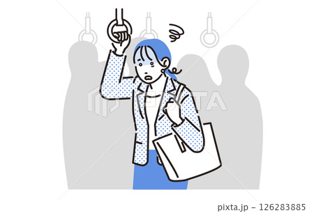 人物 通勤電車で体調不良になる女性 126283885