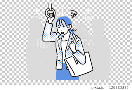 人物 通勤電車で体調不良になる女性 126283885