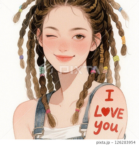 アイコン素材・ドレッドヘアーの女性 126283954