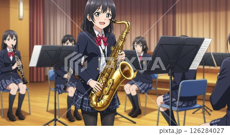 楽器の演奏をする女子生徒 楽器の演奏をする女子生徒 126284027