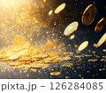勢いよく降ってくる金貨の画像 126284085