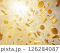 黄金色の空から降ってくる金貨の画像 126284087