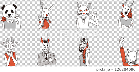 有趣的人戴著動物面具的插圖01 126284096