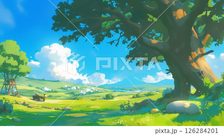 牧歌的な風景のイラスト素材 [126284201] - PIXTA