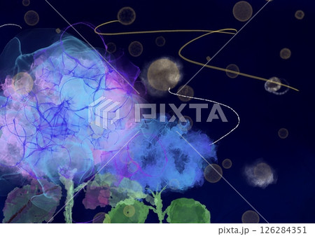 紫陽花と蛍の宵“Hydrangea Glow – Fireflies at Dusk” 126284351